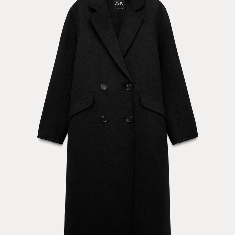 Zara Women's Black Double-Breasted Coat